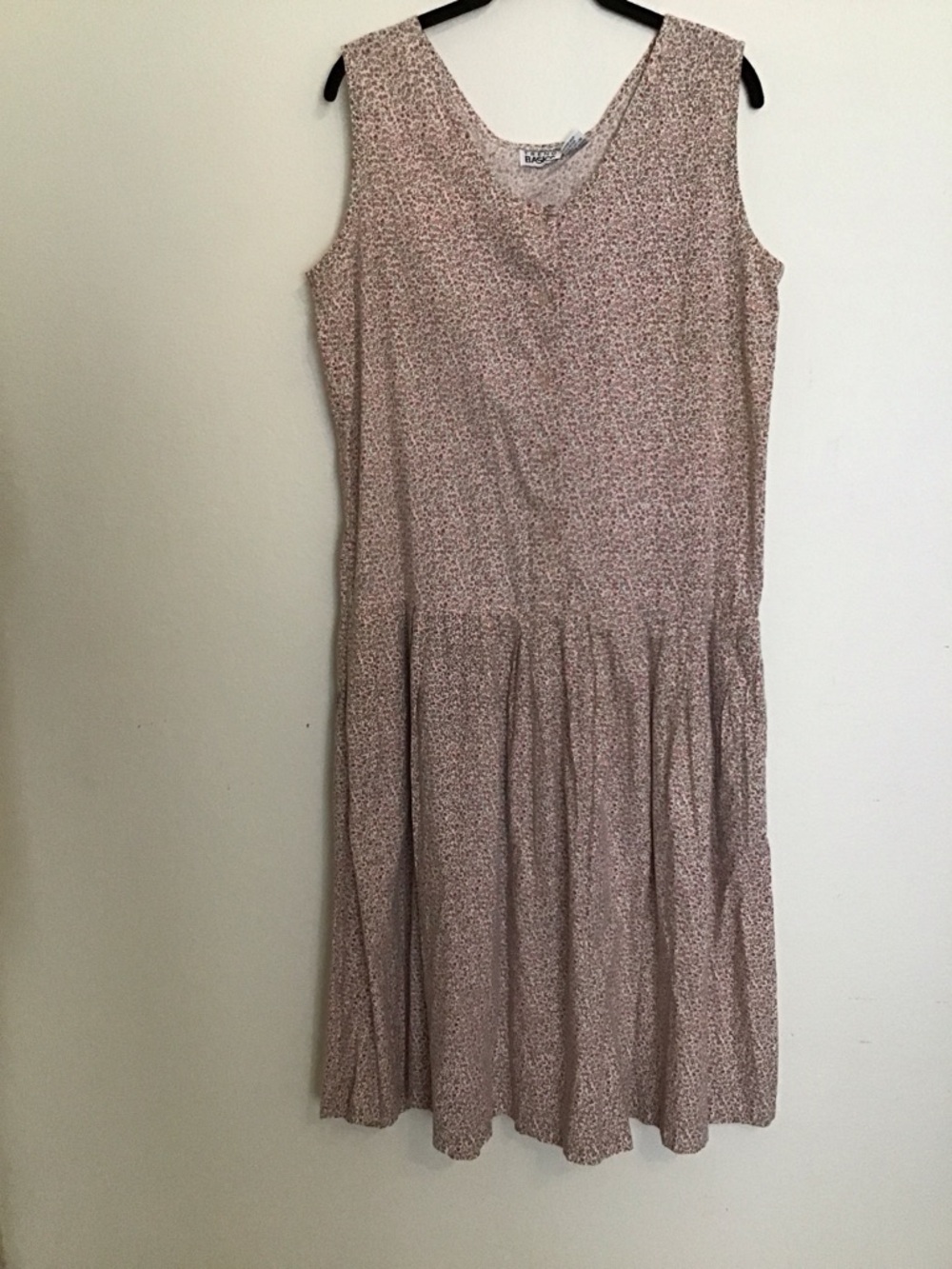 Vintage 90’s Cotton Drop Waist Midi Dress with pockets in Soft Dusty Rose Floral